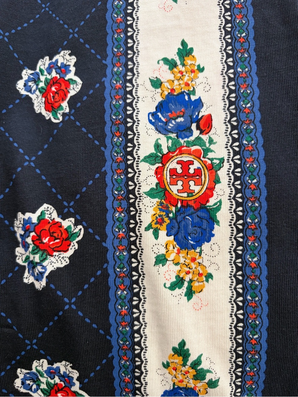 #957 Tory Burch Navy Floral Border Shift Dress. Excellent Condition. Size S. - Picture 10 of 15